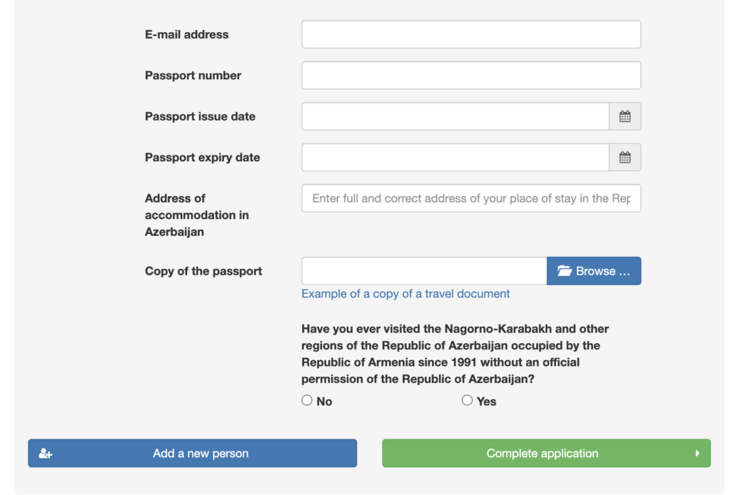 Azerbaijan evisa application