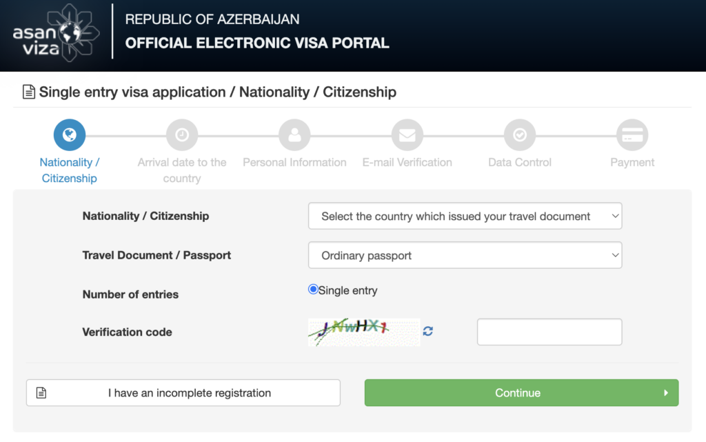 Azerbaijan evisa application process