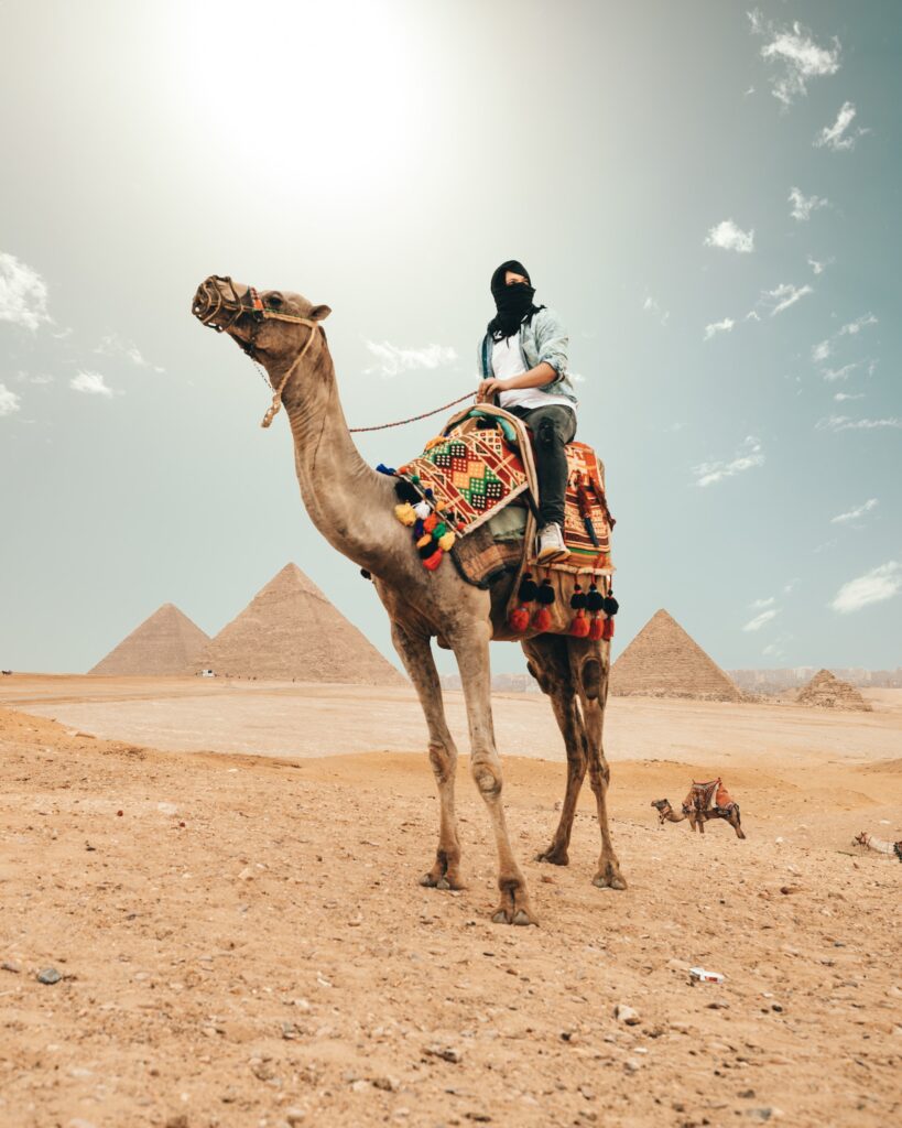 Man on a Camel at the Pyramid in Cairo