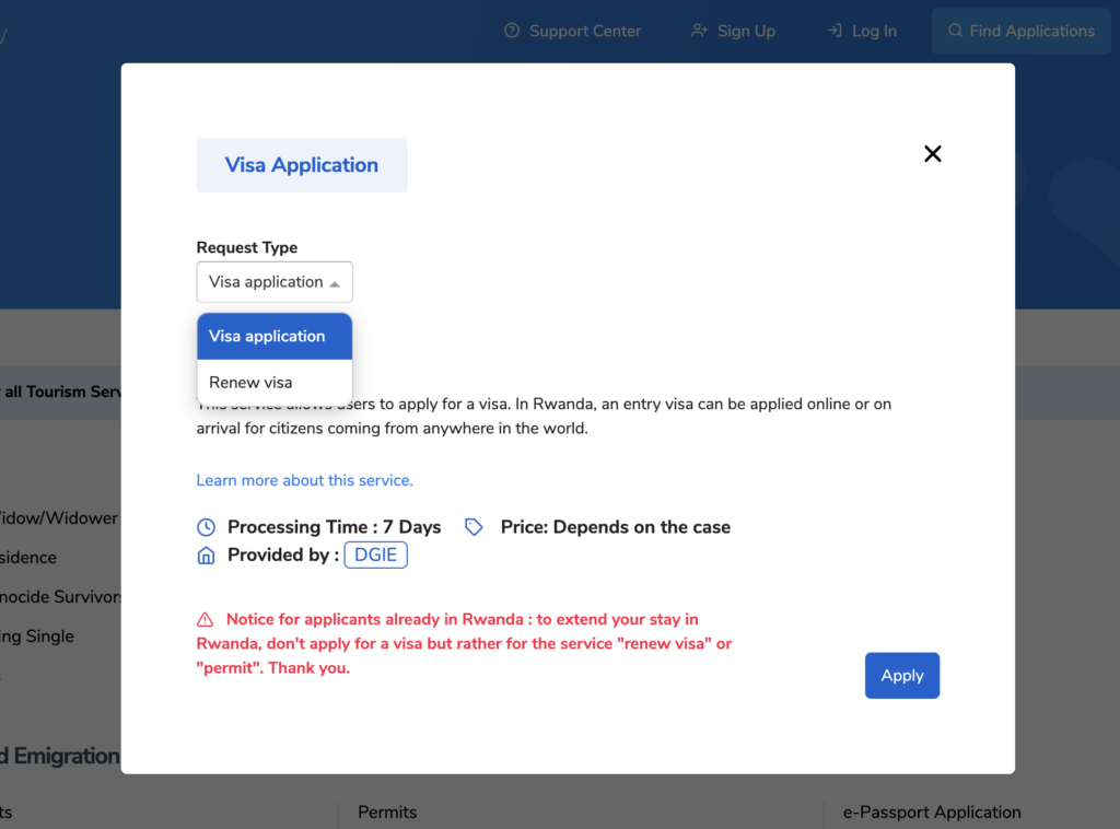 Rwanda visa application